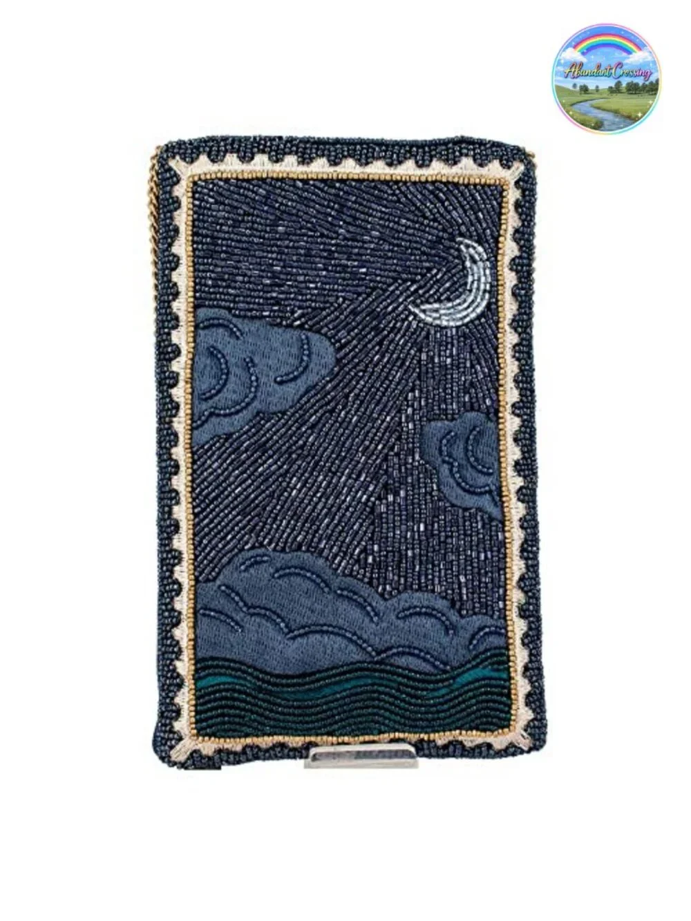 Handcrafted Beaded Crossbody Phone Bag with Adjustable Strap, Zipper Closure,